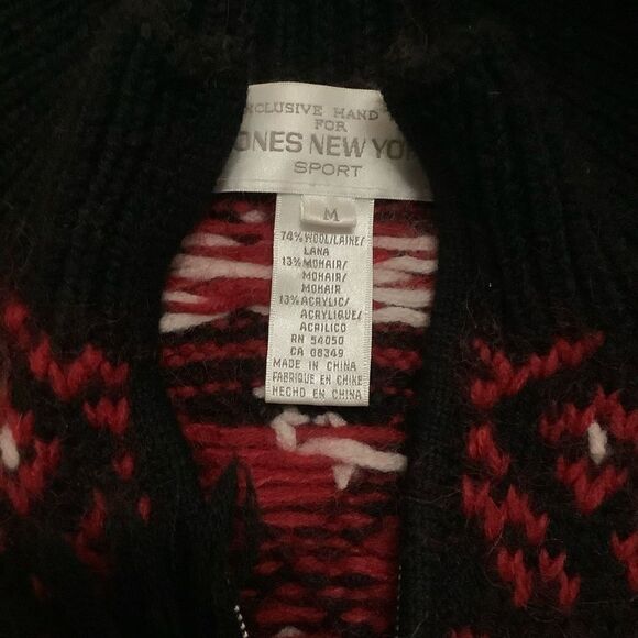 Vintage 1980s 1990s chunky warm ski snowflake 1/4 zip sweater M - Picture 3 of 5